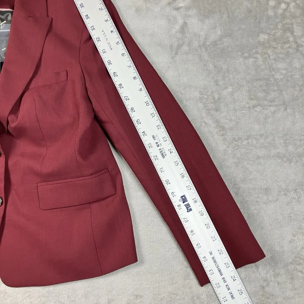 J Crew Wool Blend Blazer Womens 6 Burgundy École Italian Single Breasted CN792
